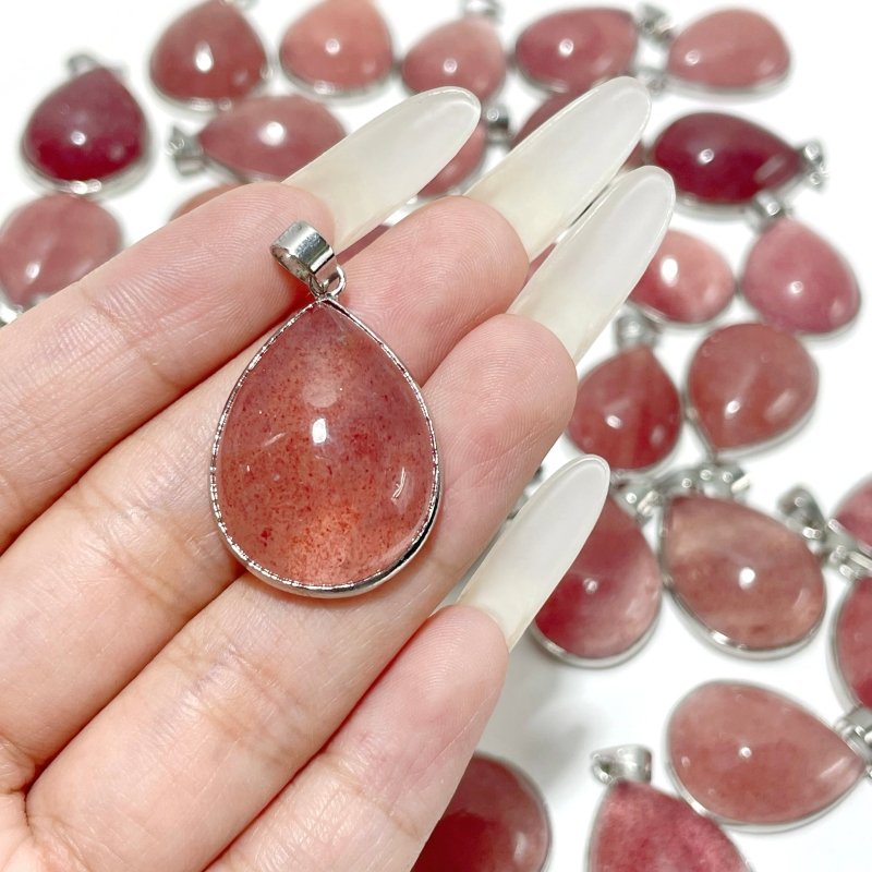 Strawberry Quartz Teardrop Shape Pendant Wholesale - Wholesale Crystals