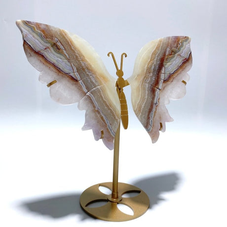Stripe Agate Butterfly Wing Carving With Stand - Wholesale Crystals