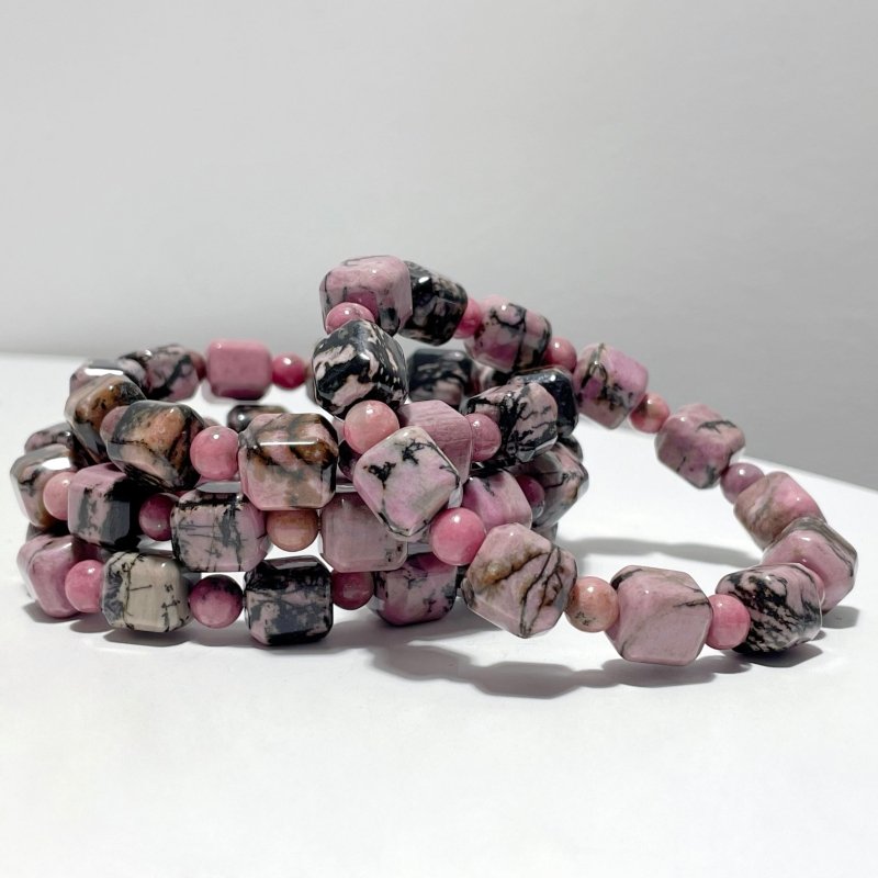 Sugar Cube Rhodonite Bracelets Wholesale - Wholesale Crystals