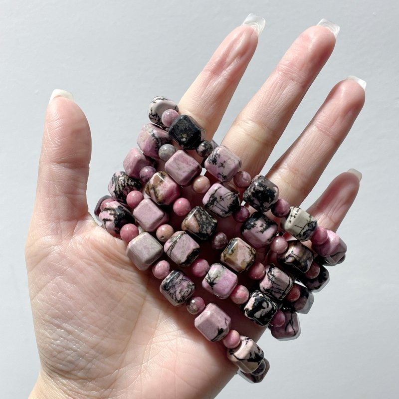 Sugar Cube Rhodonite Bracelets Wholesale - Wholesale Crystals