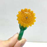 Sunflower - shaped Yellow Jade And Green Aventurine Leaf Carving Wholesale - Wholesale Crystals