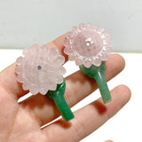 Sunflower - shaped Yellow Jade And Green Aventurine Leaf Carving Wholesale - Wholesale Crystals