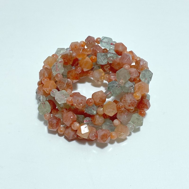 Sunstone Beads Mixed Sixteen - sided Polyhedron Bracelets Wholesale - Wholesale Crystals