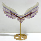 Symmetrical Fluorite Heart Wing Carving With Stand -Wholesale Crystals