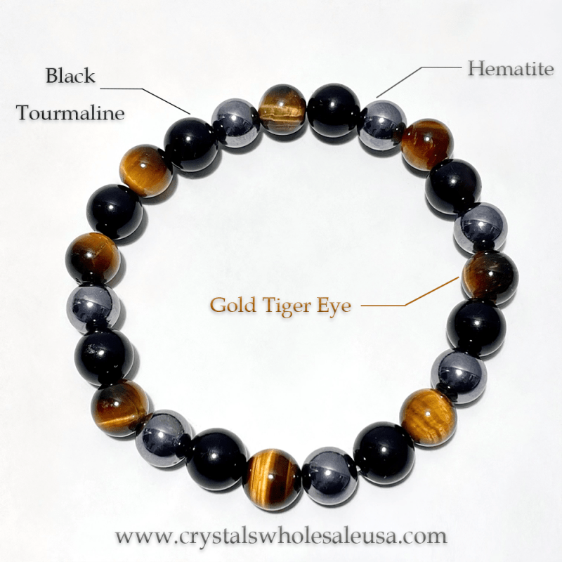 Tiger Eye Black Tourmaline Hematite Bracelet Wholesale (Etsy Best - Selling Item) - Wholesale Crystals