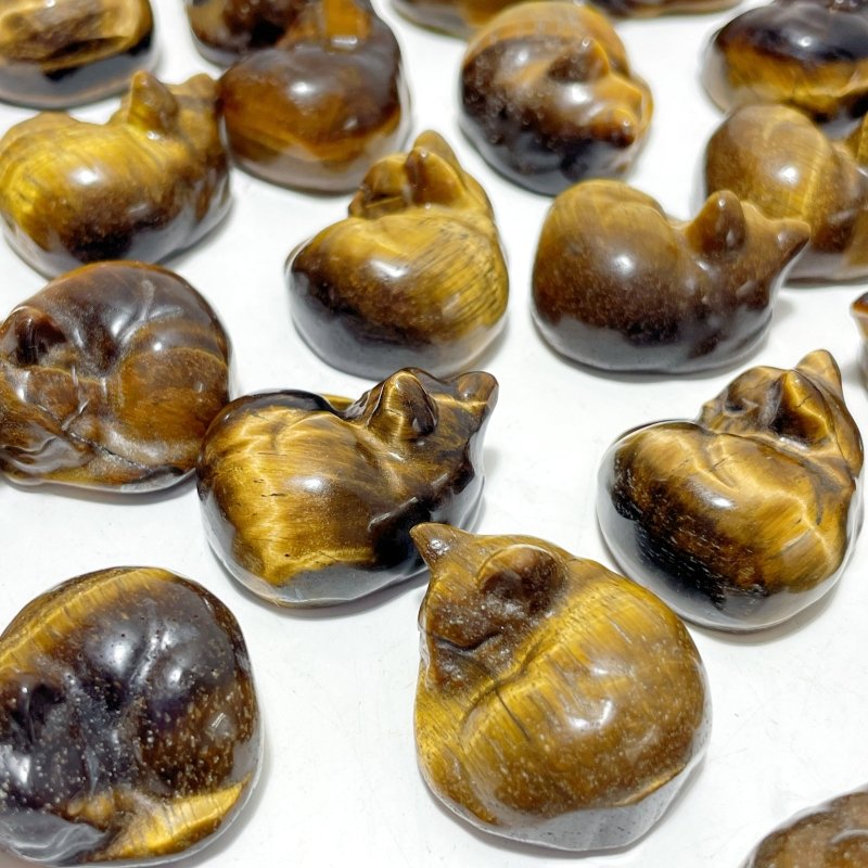 Tiger Eye Sleeping Cat Carving Wholesale - Wholesale Crystals