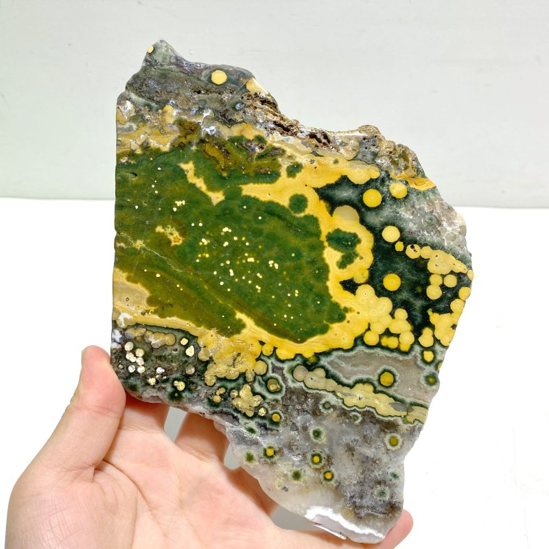 Unique 8th Vein Ocean Jasper Slab With Stand 1 - Wholesale Crystals