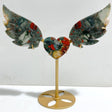 Unique Africa Blood Stone Heart Wing Carving With Stand -Wholesale Crystals