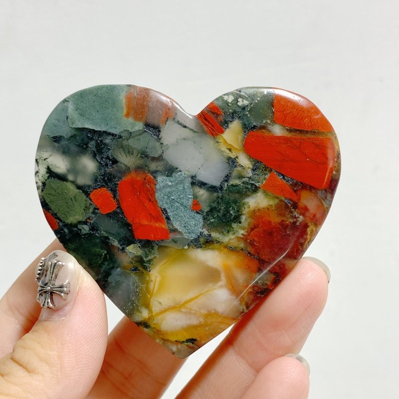 Unique Africa Blood Stone Heart Wing Carving With Stand -Wholesale Crystals