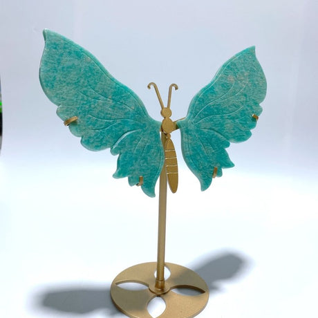 Unique Amazonite Butterfly Carving Wing With Stand - Wholesale Crystals