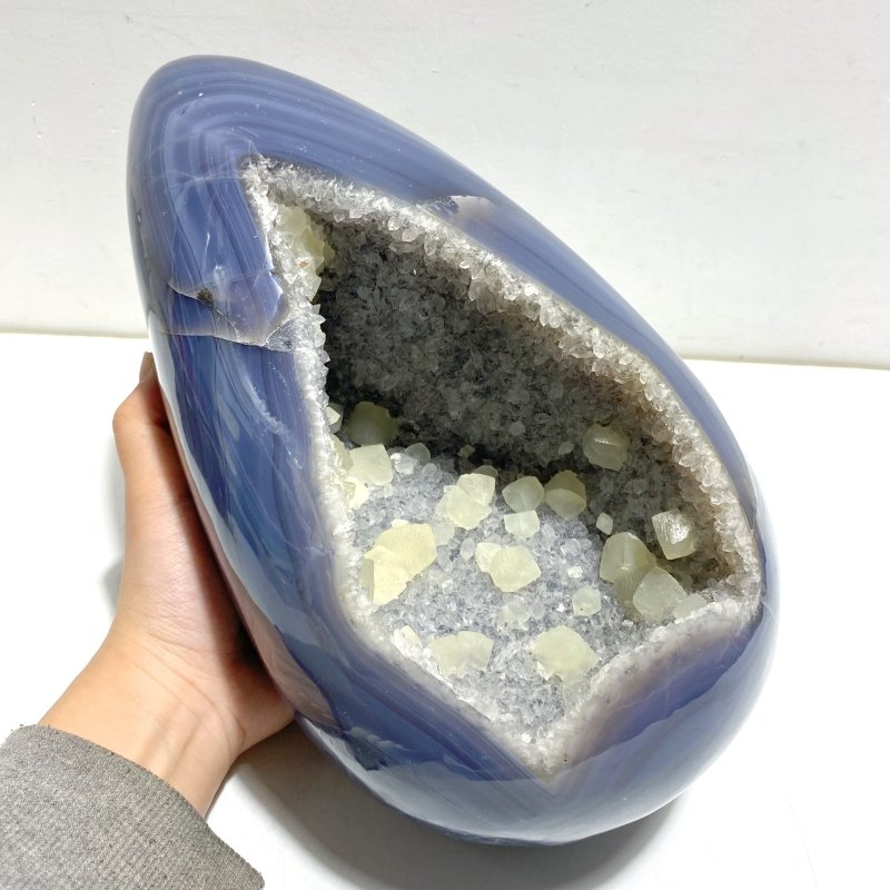 Unique Amethyst Mixed Geode Agate Calcite Dinosaur Egg With Stand - Wholesale Crystals