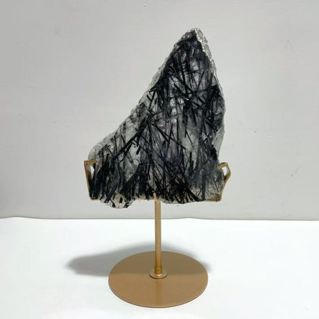 Unique Black Tourmaline Slab With Stand 2 - Wholesale Crystals