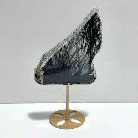 Unique Black Tourmaline Slab With Stand 4 - Wholesale Crystals