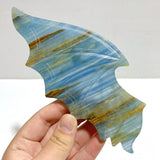 Unique Blue Onyx Demon And Angel Wing Carving With Stand - Wholesale Crystals