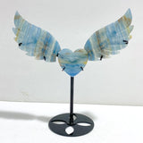 Unique Blue Onyx Heart Wing Carving With Stand - Wholesale Crystals