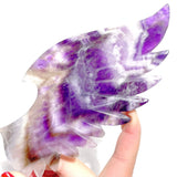 Unique Chevron Amethyst Demon and Angel Wing Carving With Stand - Wholesale Crystals