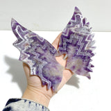 Unique Chevron Amethyst Demon and Angel Wing Carving With Stand - Wholesale Crystals