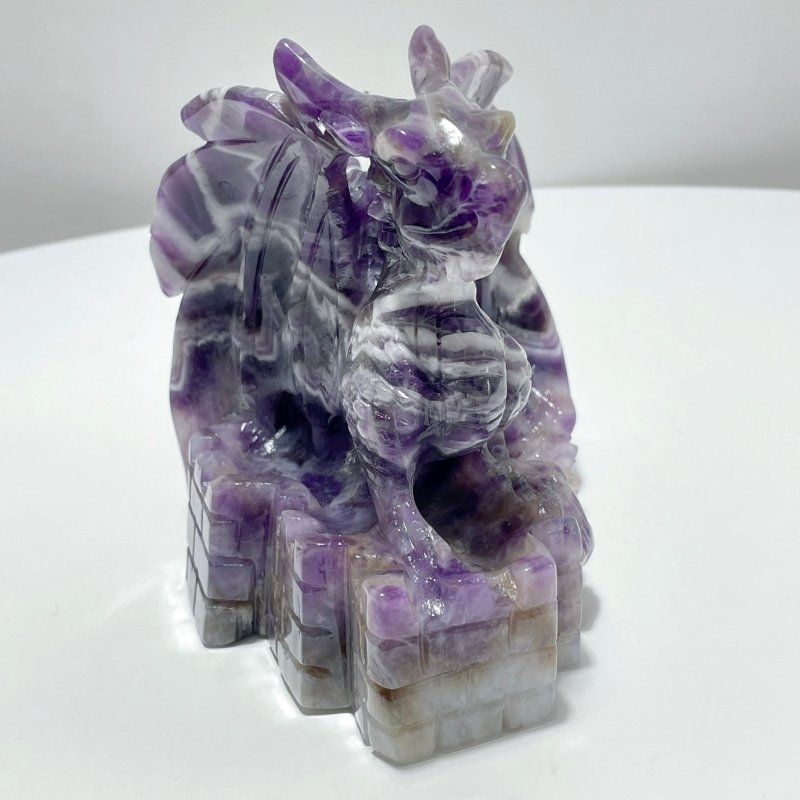 Unique Chevron Amethyst Dragon Castle Carving - Wholesale Crystals