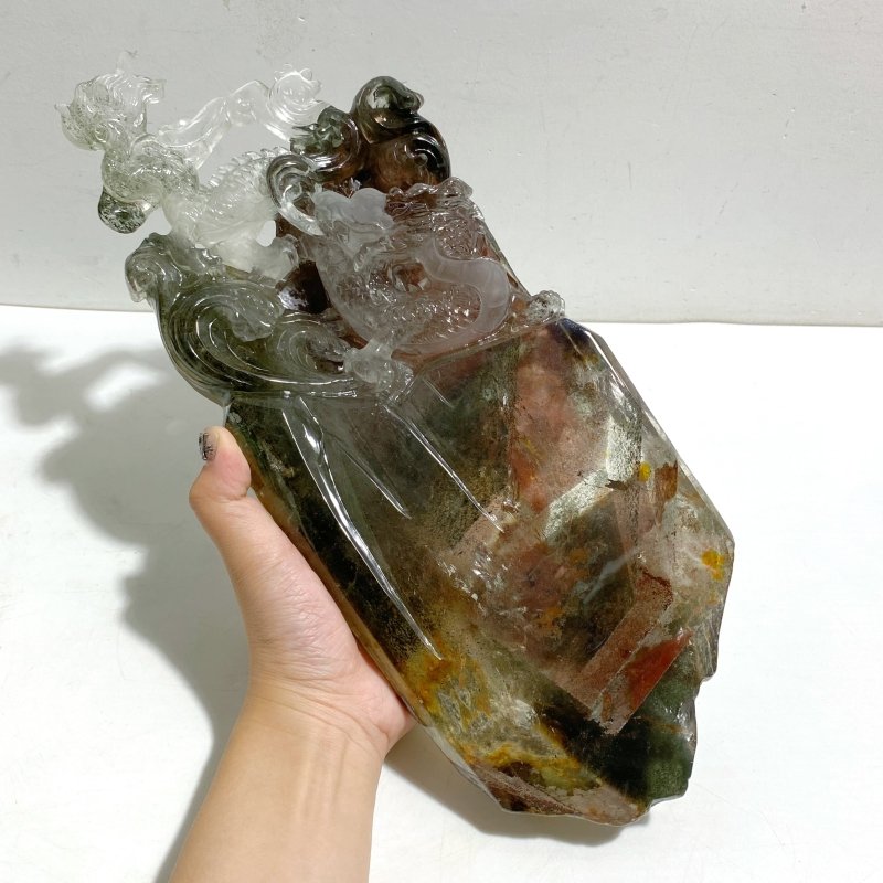 Unique Chinese Dragon Garden Quartz Carving Home Decor -Wholesale Crystals