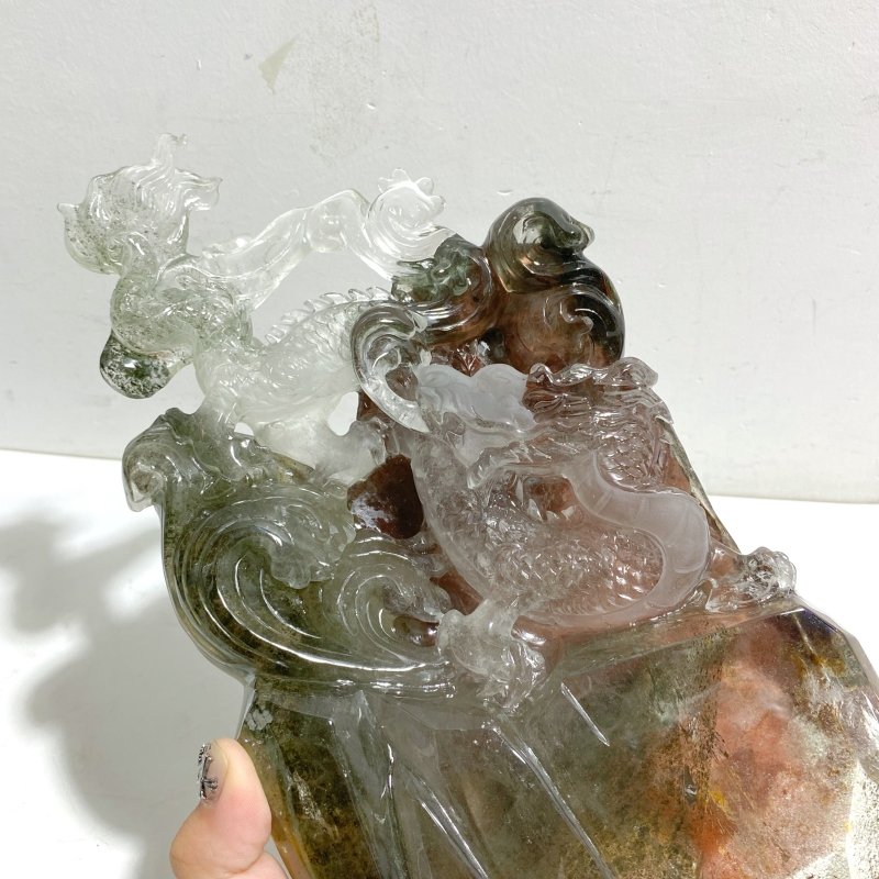 Unique Chinese Dragon Garden Quartz Carving Home Decor -Wholesale Crystals