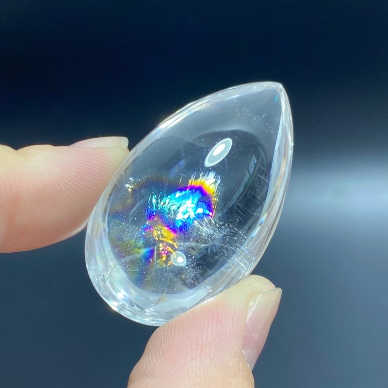 Unique Clear Quartz With Rainbow Waterdrop Shape For DIY Pendant -Wholesale Crystals