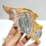 Unique Crazy Agate Demon And Angel Wing Carving With Stand - Wholesale Crystals