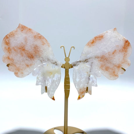 Unique Fire Quartz Butterfly Wing Carving With Stand - Wholesale Crystals
