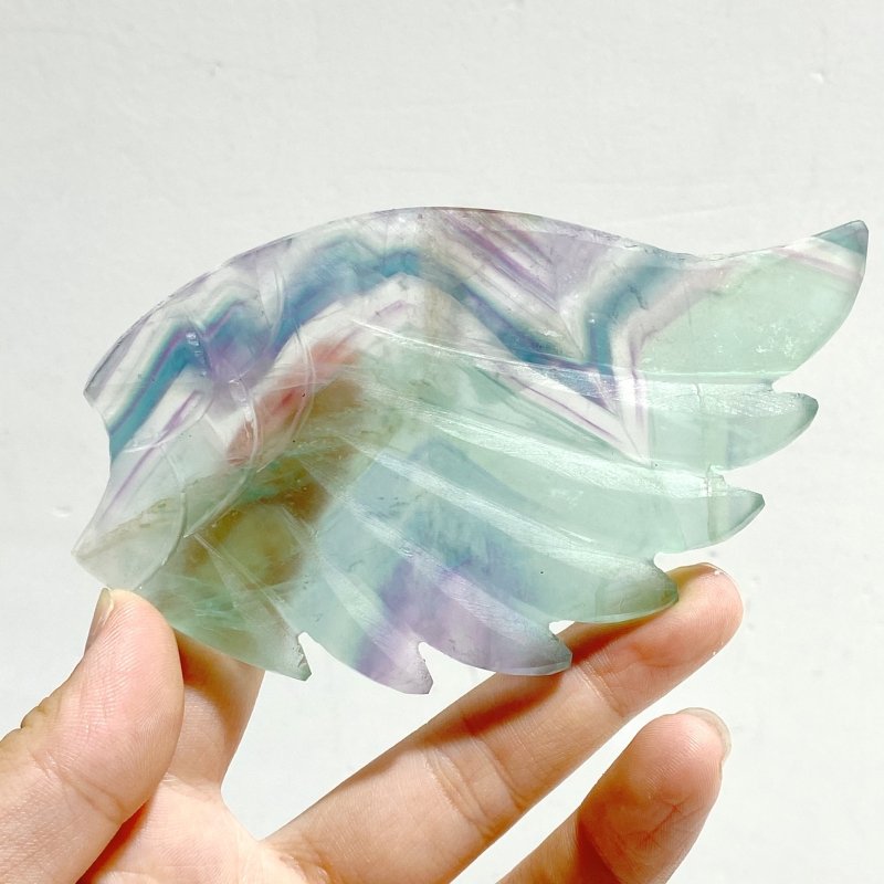 Unique Fluorite Heart Wing Carving With Stand -Wholesale Crystals