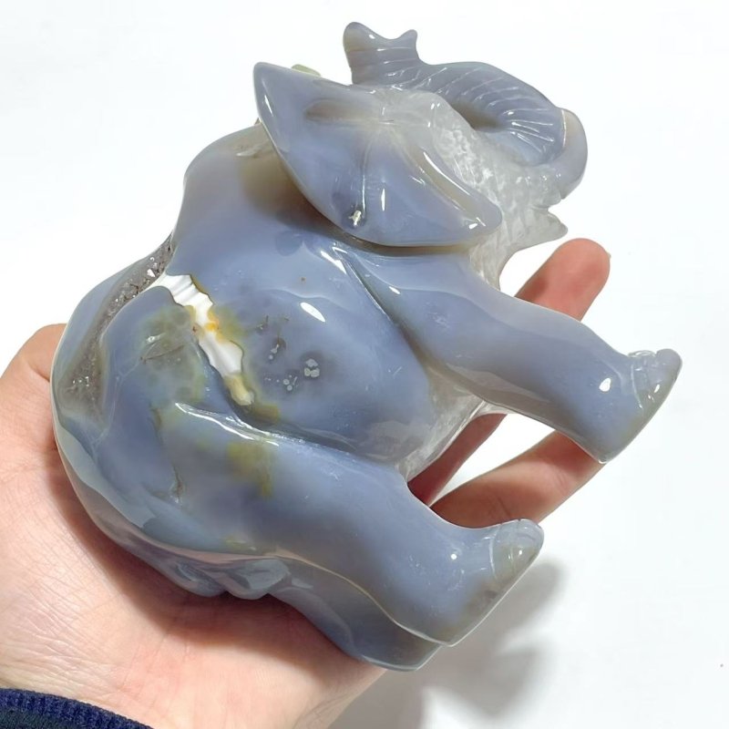 Unique Geode Agate Druzy Elephant Carving - Wholesale Crystals