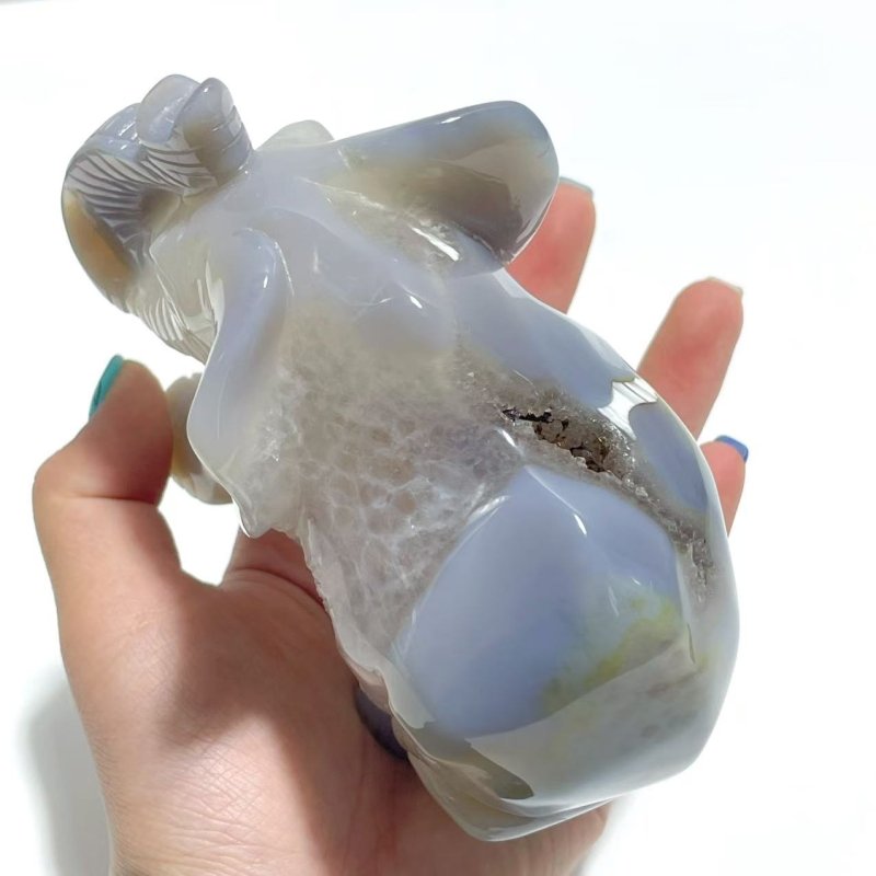 Unique Geode Agate Druzy Elephant Carving - Wholesale Crystals