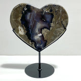 Unique Geode Druzy Volcano Agate Heart Carving With Stand(UV - Reactive) 4 - Wholesale Crystals