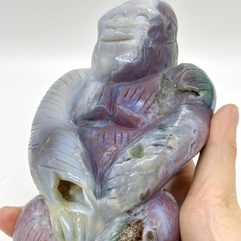 Unique Geode Ocean Jasper Chimpanzees Carving - Wholesale Crystals