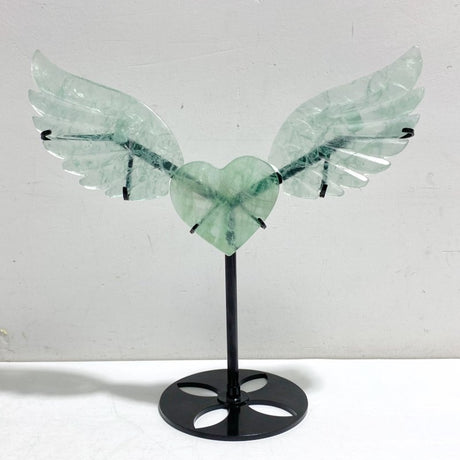 Unique Green Fluorite Heart Wing Carving With Stand -Wholesale Crystals