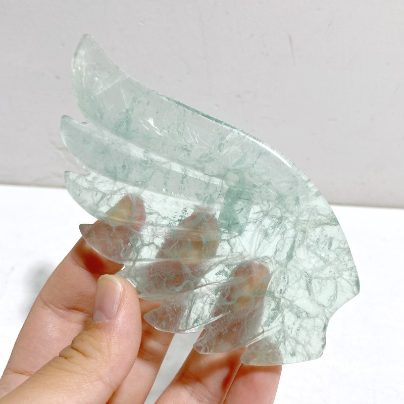 Unique Green Fluorite Heart Wing Carving With Stand -Wholesale Crystals