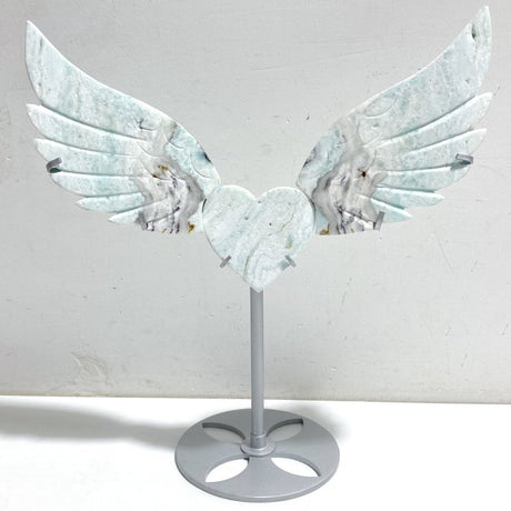 Unique Hemimorphite Heart Wing Carving With Stand -Wholesale Crystals