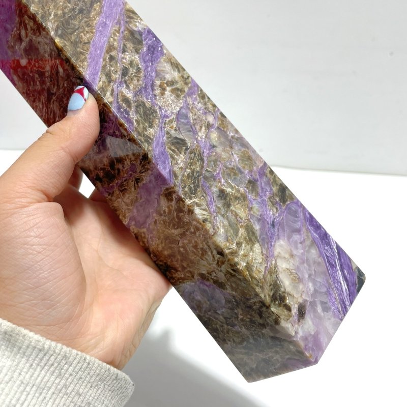 Unique Large Charoite Four - sided Tower For Collection A03 - Wholesale Crystals
