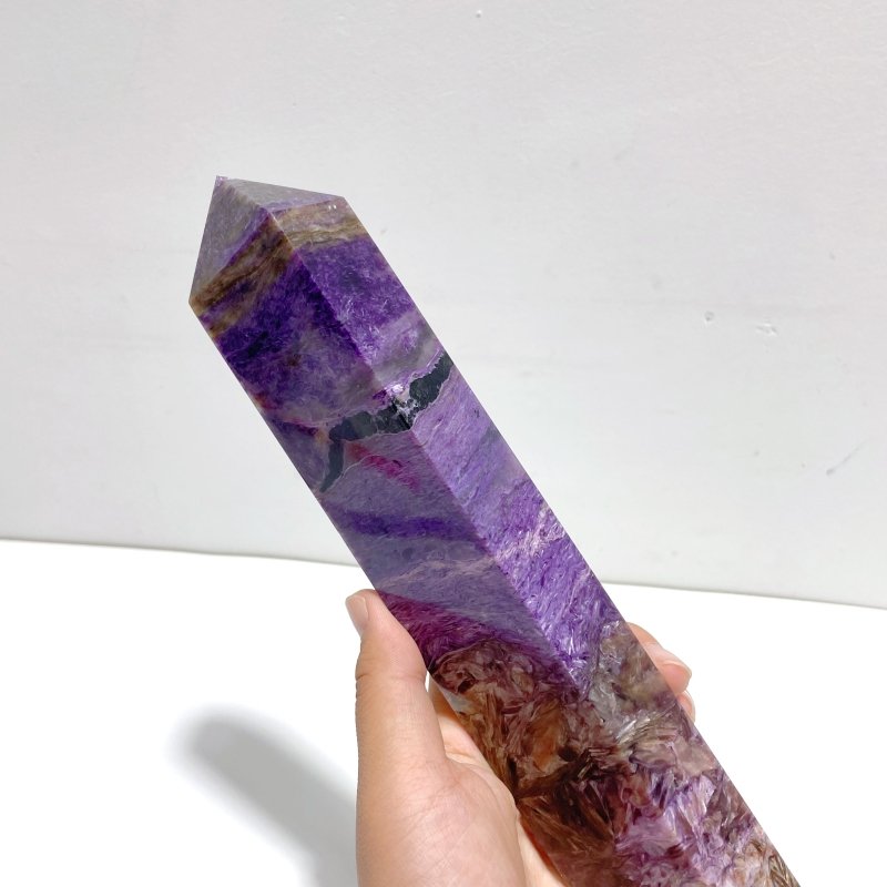 Unique Large Charoite Four - sided Tower For Collection A03 - Wholesale Crystals