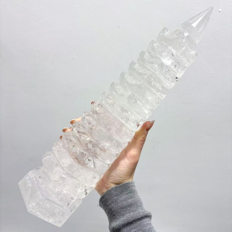 Unique Large Clear Quartz Wenchang Tower 13 - level Pagoda - Wholesale Crystals