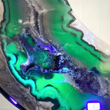 Unique Large Geode Druzy Volcano Agate Moon Carving With Stand(UV - Reactive) 5 - Wholesale Crystals