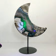 Unique Large Geode Druzy Volcano Agate Moon Carving With Stand(UV - Reactive) 6 - Wholesale Crystals