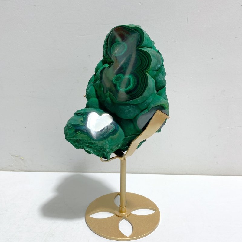 Unique Malachite Specimen Raw Bottom With Stand - Wholesale Crystals