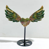 Unique Ocean Jasper Heart Wing Carving With Stand - Wholesale Crystals