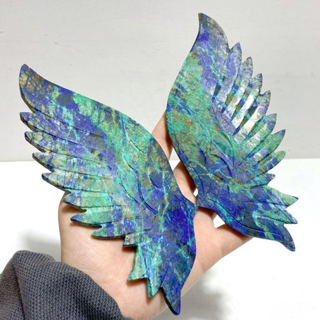 Unique Phoenix Pine Stone Angel Wing Carving With Stand - Wholesale Crystals