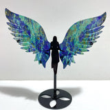 Unique Phoenix Pine Stone Angel Wing Carving With Stand - Wholesale Crystals