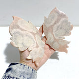Unique Pink Agate Butterfly Wing Carving With Stand - Wholesale Crystals