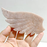 Unique Pink Agate Heart Wing Carving With Stand -Wholesale Crystals