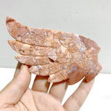 Unique Pink Agate Heart Wing Carving With Stand -Wholesale Crystals