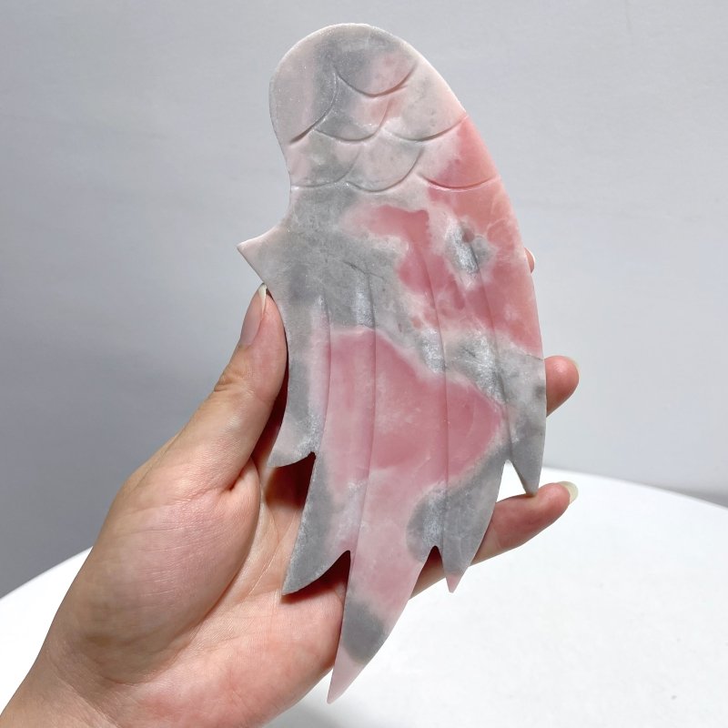 Unique Pink Opal Angel Wing Carving With Stand - Wholesale Crystals