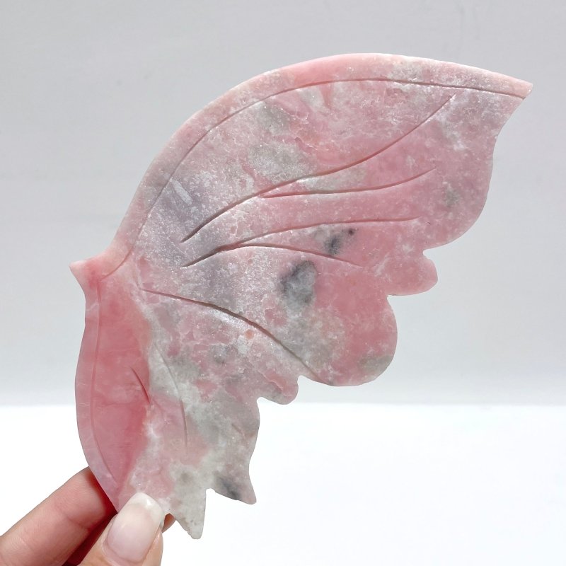 Unique Pink Opal Butterfly Wing Carving With Stand - Wholesale Crystals