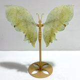 Unique Prehnite Butterfly Wing Carving With Stand - Wholesale Crystals